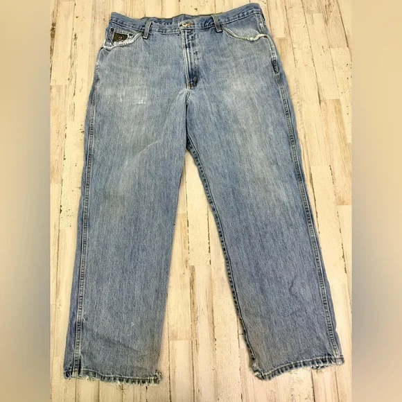 Cinch Up Workwear Straight Light Washed Jeans Men’s 38x30 Denim Thrashed - Picture 4 of 11